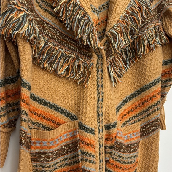 :Price Firm: Anthropologie Fringed Cardigan Sweater in Neutral Pattern - Picture 8 of 11
